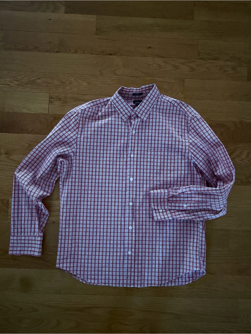 J. Crew Red and White Checked Button-Down Shirt